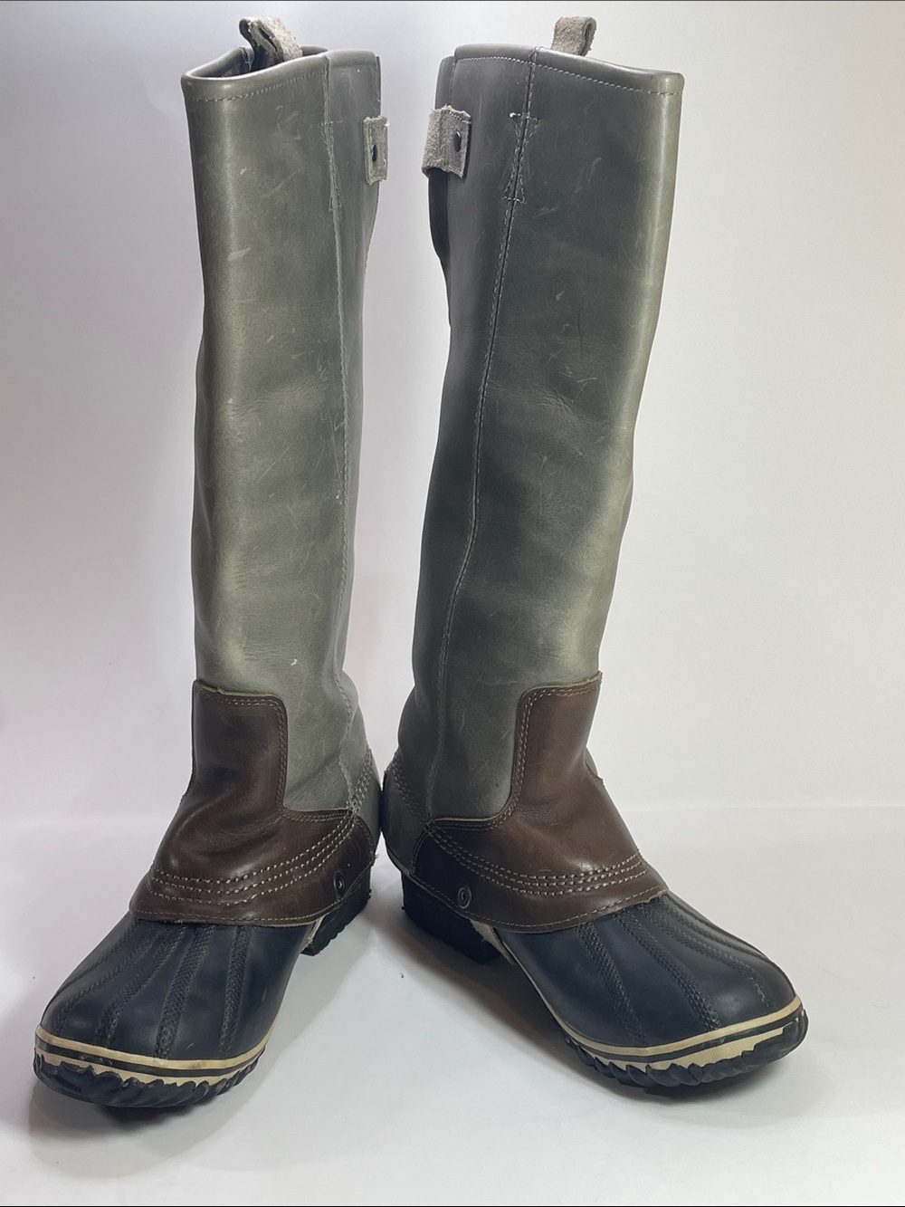 Sorel Women's Two-Tone Waterproof Tall Duck Boots - Gray/Brown Size7